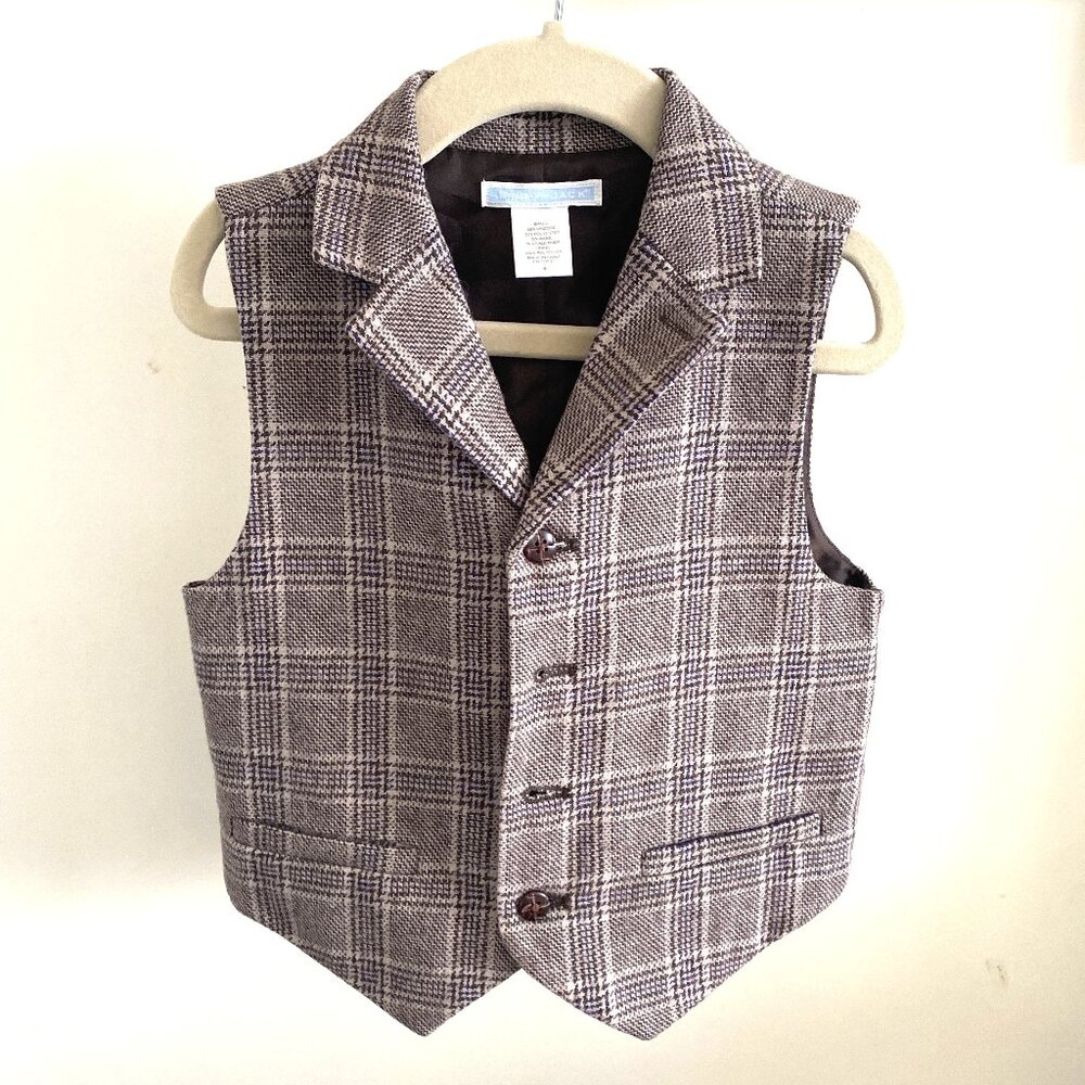 Vest by Janie and Jack Size 4T Brown Plaid